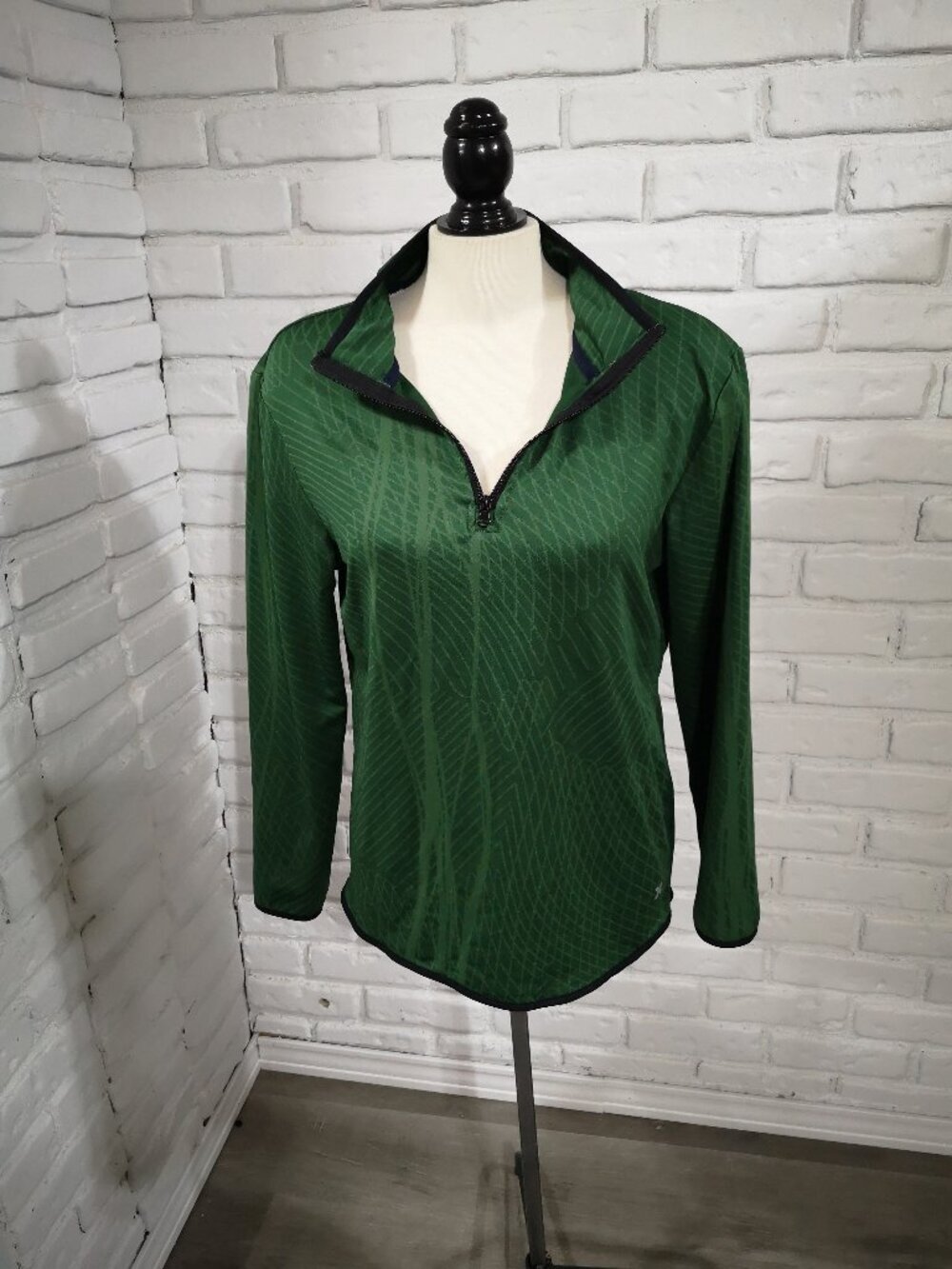 Xersion Ladies Size XL Dark Green w/ Black 1/4 Zip Performance Wear Polo